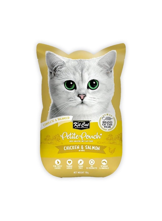 كيت كات طعام القطط الرطب بنكهة الدجاج والسلمون من بيتيت باوتش - 70 غرام (عبوة من 24 كيسًا) - Image 2